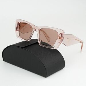 NEW Prada PR08YS 19Q10D Transparent Peach Light Brown Cat Eye Unisex Sunglasses